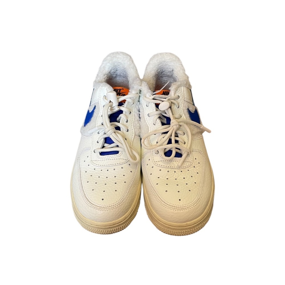 NIKE AIR FORCE 1 '07 WOMEN'S SHERPA FLEECE SAIL-RACER WHITE & BLUE SIZE 8.5